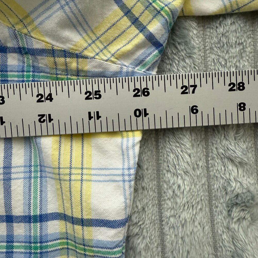 Ralph Lauren Shirt Men XL Yellow Blue Plaid Cotton Preppy Button Up Short Sleeve - Picture 4 of 8